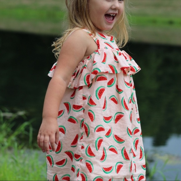 Janie and Jack watermelon summer dress ruffle cold shoulder size 2t - Picture 4 of 11